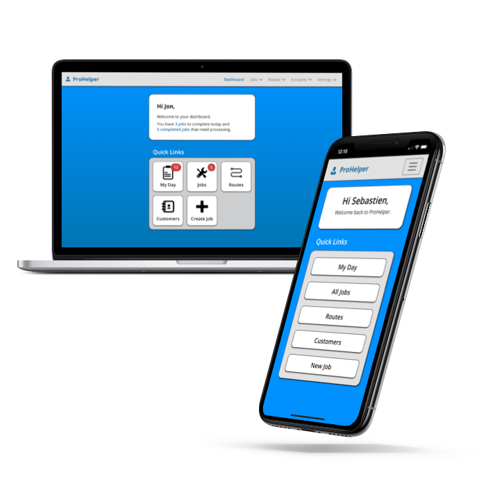 ProHelper Dashboards (Desktop, Mobile)